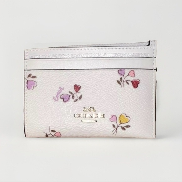 NWT COACH Mini Skinny ID Case Cardholder Wallet & Keychain CW967 w Heart Print - Picture 5 of 5